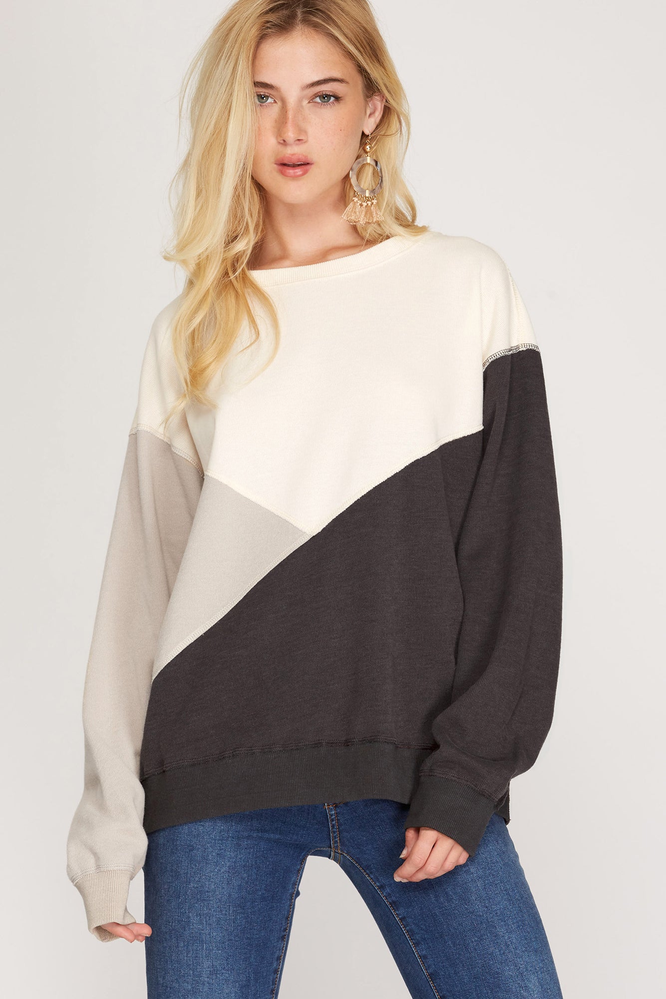 Long Sleeve Color Block Pullover