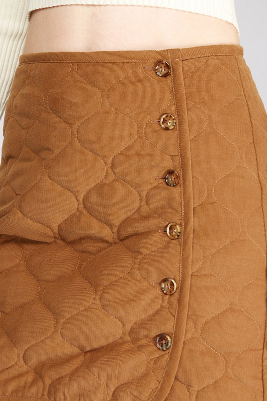 Corduroy Quilted Mini Skirt