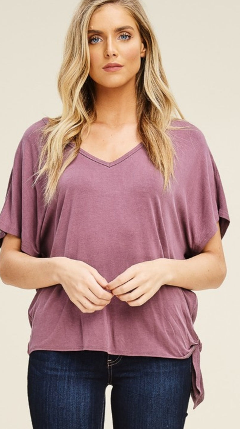 Short Sleeve Top With Tie On One Side!