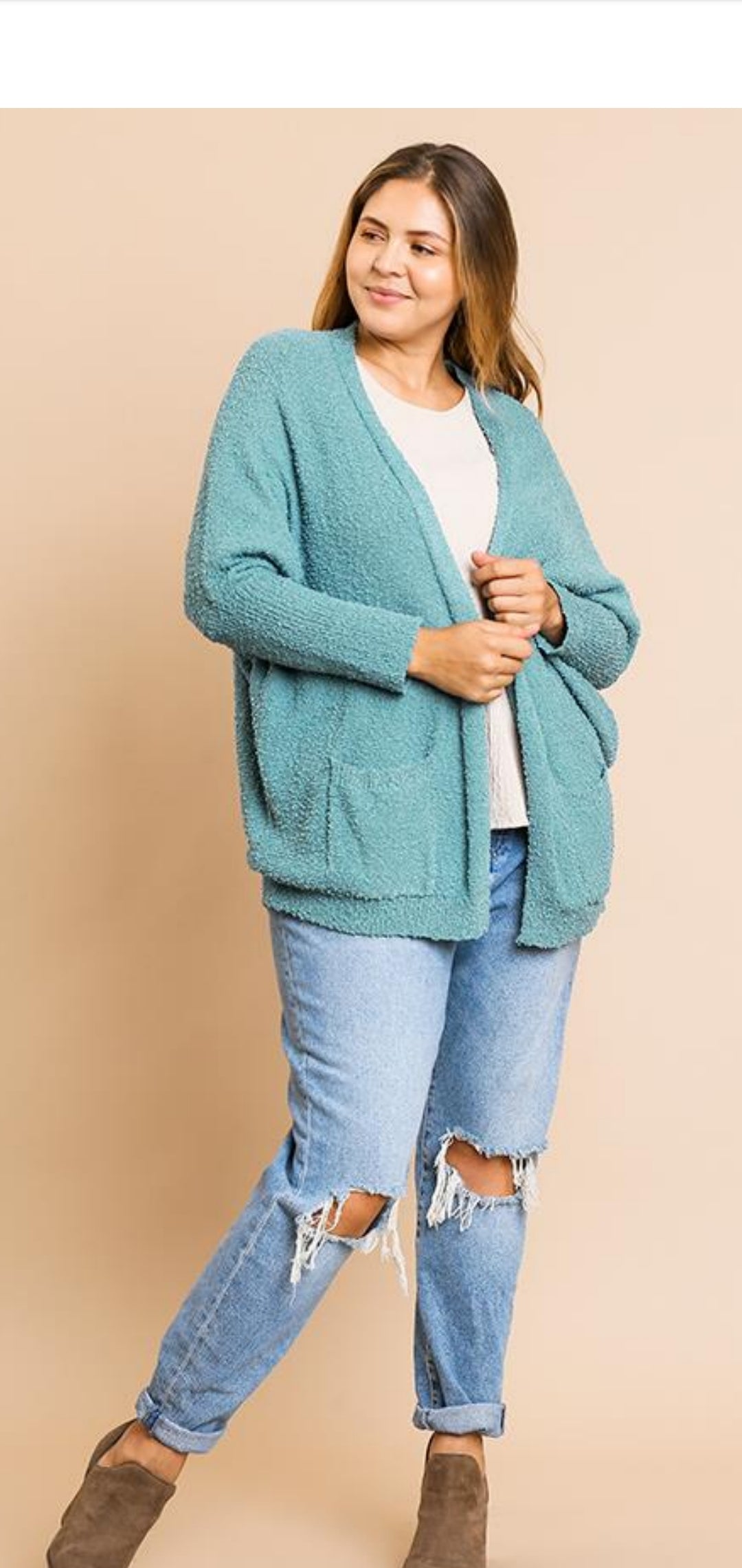 Curvy Style Open Front Cardigan Sweater!