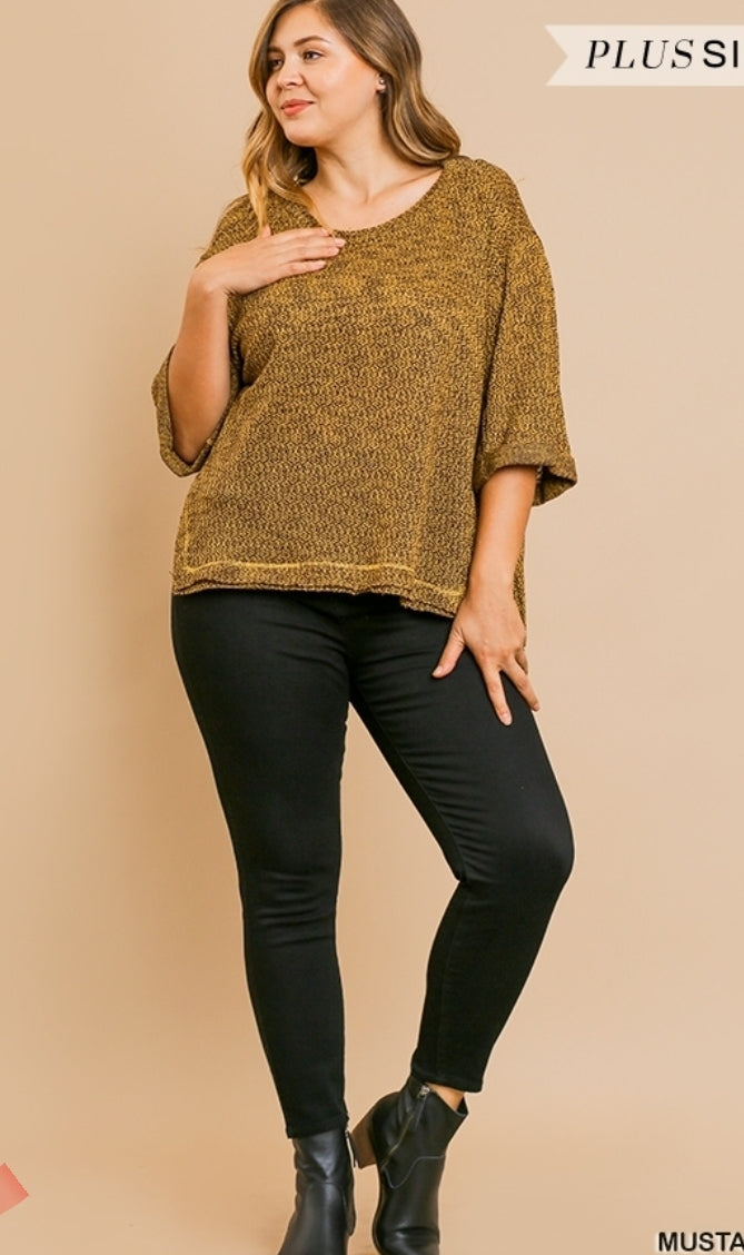 Curvy Style Rolled Sleeve Knit!