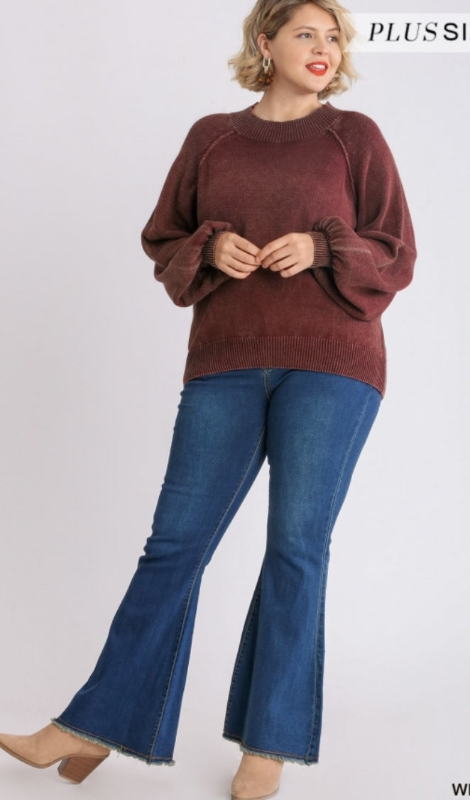 Curvy Style Mineral Washed Sweater!