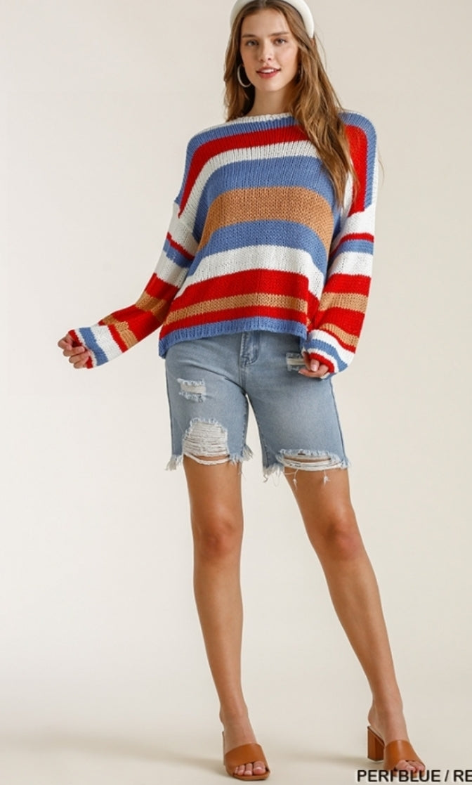 Multicolored Striped Round Neck Sweater!