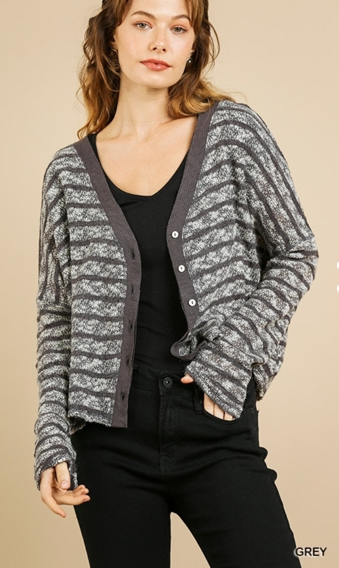 Heathered Striped Knit Long Sleeve