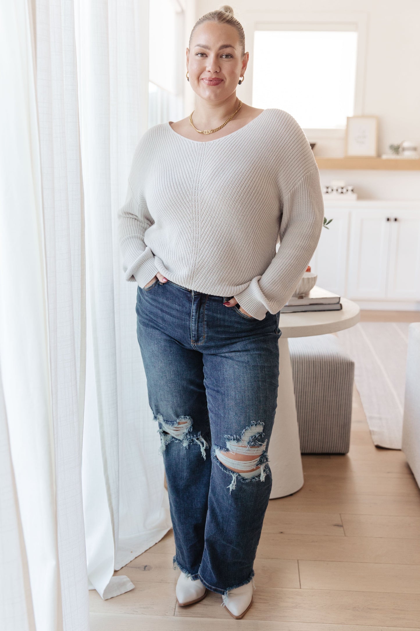 Online Only - Told You So Ribbed Knit V Neck Sweater