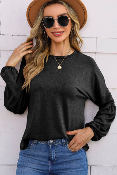 Pre-Order Round Neck Balloon Sleeve T-Shirt
