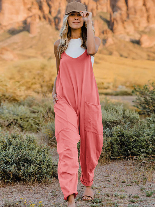 Pre-Order Double Take Full Size Sleeveless V-Neck Pocketed Jumpsuit